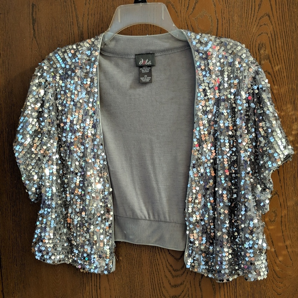 Sequinned Disco Ball Glitter Silver Shrug